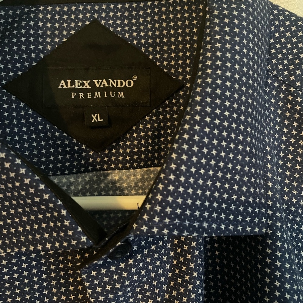 Blue Patterned Button-Up Shirt - Picture 7 of 9